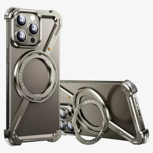 Z-Shape Aluminum Metal Bumper with 360° Rotating Kickstand MagSafe Metal