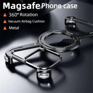 Z-Shape Aluminum Metal Bumper with 360° Rotating Kickstand MagSafe Metal
