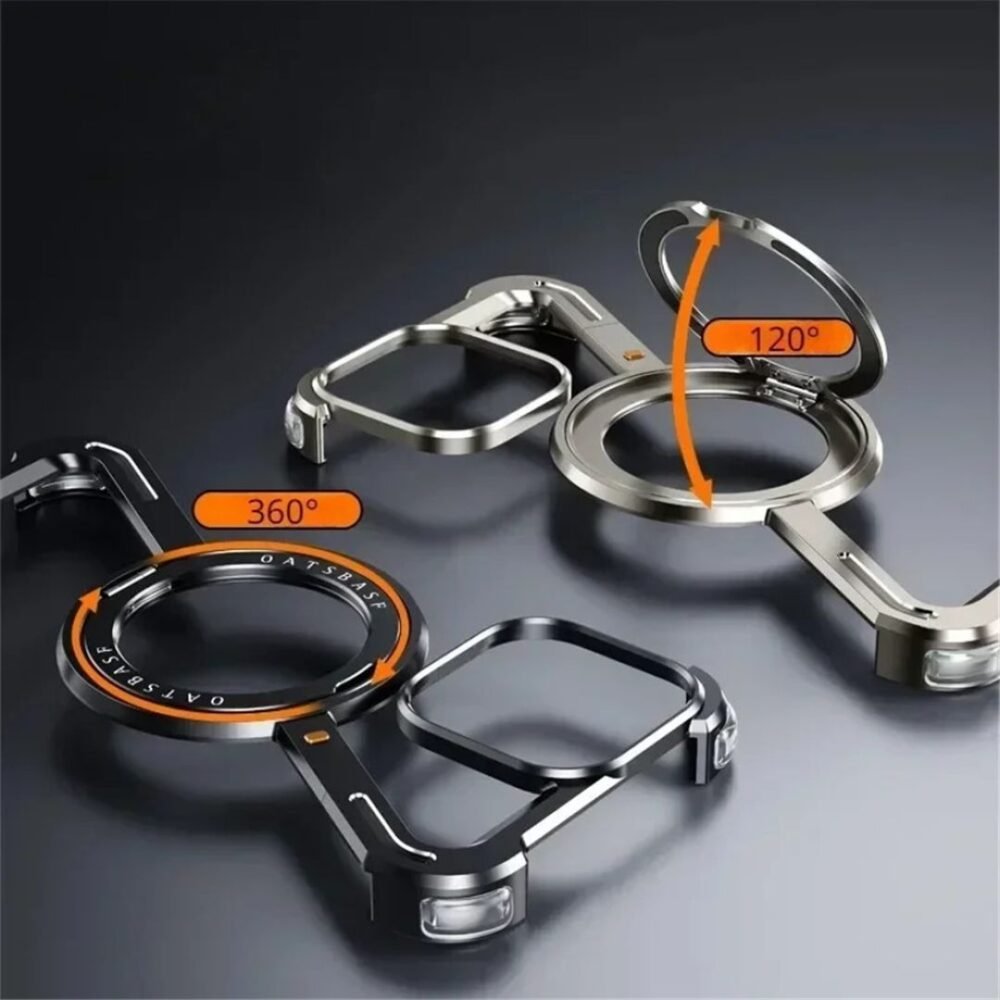 Z-Shape Aluminum Metal Bumper with 360° Rotating Kickstand MagSafe Metal