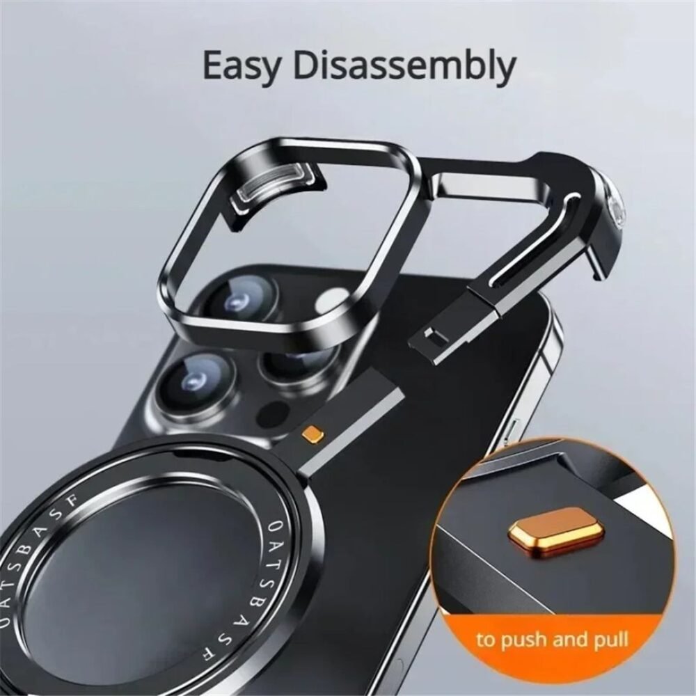 Z-Shape Aluminum Metal Bumper with 360° Rotating Kickstand MagSafe Metal
