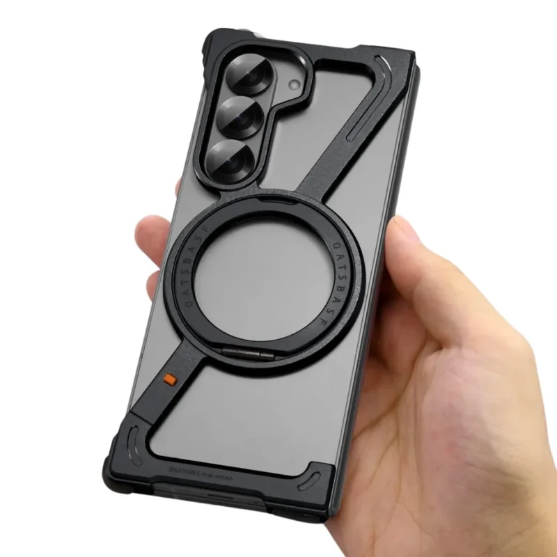 Premium Aluminum Metal Bumper Case with 360° Rotation Kickstand for Samsung Galaxy Z Fold 6 & Fold 5 | Shockproof & Frameless Protection