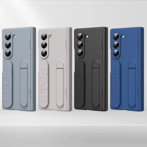 Samsung Galaxy Z Fold 6 Shockproof Silicone Case with Wrist Strap & Invisible Stand