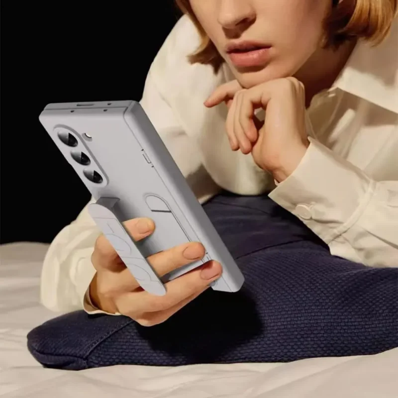 Samsung Galaxy Z Fold 6 Shockproof Silicone Case with Wrist Strap & Invisible Stand