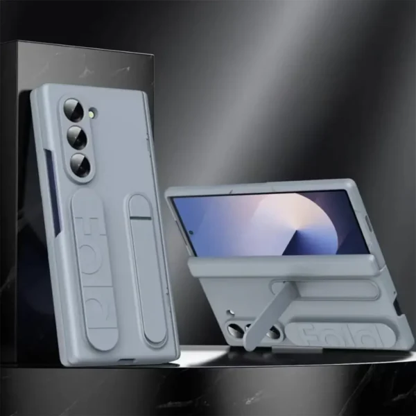 Samsung Galaxy Z Fold 6 Shockproof Silicone Case with Wrist Strap & Invisible Stand