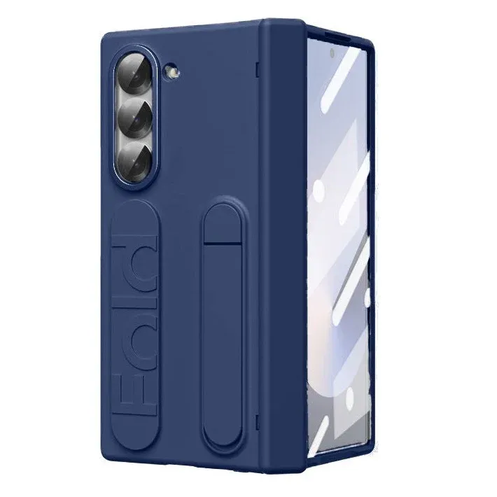 Samsung Galaxy Z Fold 6 Silicone Case with Wrist Strap, Hidden Stand & Hinge Protection – Soft Touch Protective Cover