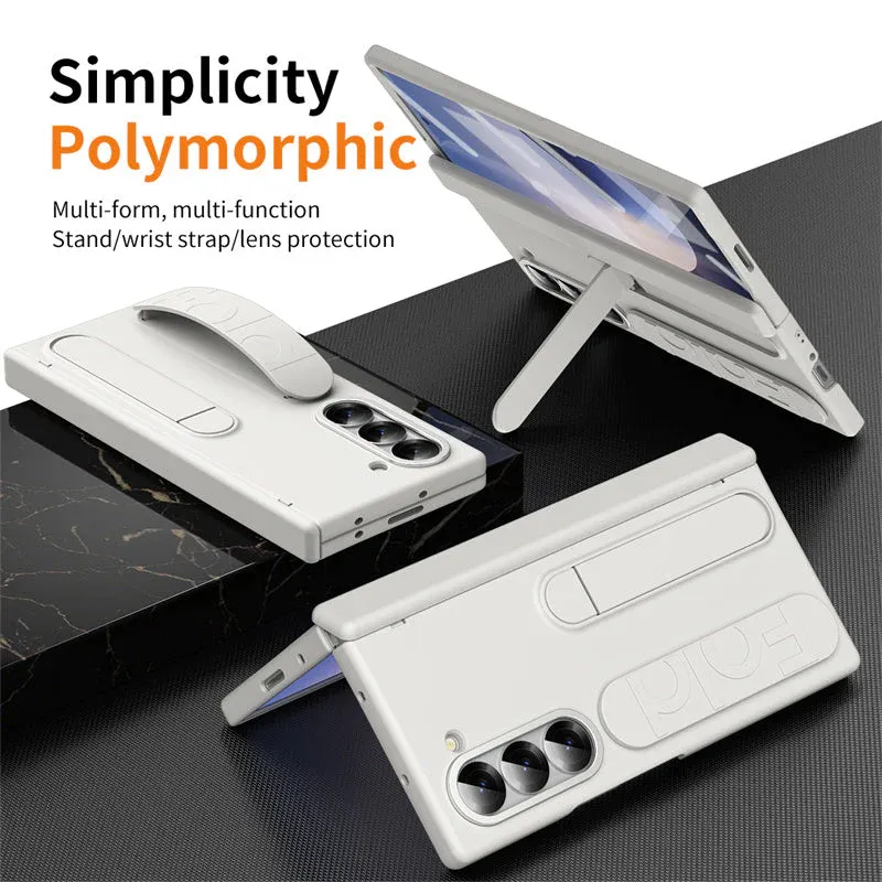 Samsung Galaxy Z Fold 6 Silicone Case with Wrist Strap, Hidden Stand & Hinge Protection – Soft Touch Protective Cover