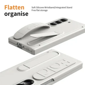 Samsung Galaxy Z Fold 6 Silicone Case with Wrist Strap, Hidden Stand & Hinge Protection – Soft Touch Protective Cover