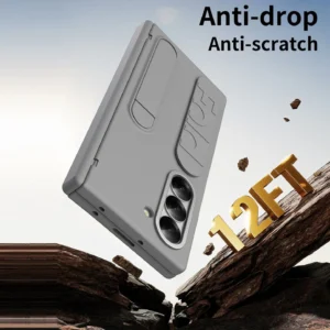 Samsung Galaxy Z Fold 6 Silicone Case with Wrist Strap, Hidden Stand & Hinge Protection – Soft Touch Protective Cover