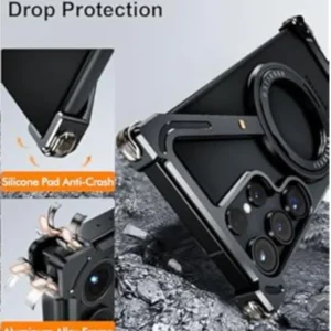 Samsung Galaxy S25 Ultra Z Shape Metal Bumper Case – Shockproof, Bezel-less, Adjustable Ring Stand, Minimalist Design Samsung Galaxy S25 Ultra Z Shape Metal Bumper Case – Shockproof, Bezel-less, Adjustable Ring Stand, Minimalist Design