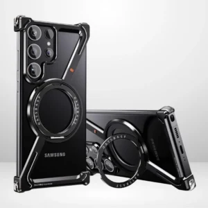 imgi_2_Z_Metal_Frameless_Case_with_MagSafe_Magnetic_Stand_for_samsung_Galaxy_S24_ultra Samsung Galaxy S24 Ultra Case | Z Shape Metal Bumper Cover Shockproof Adjustable Ring Stand Aluminum