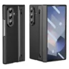 Samsung Galaxy Z Fold 7 Leather Case with Built-in Stylus Holder & Front Glass Protection