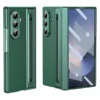 Samsung Galaxy Z Fold 7 Leather Case with Built-in Stylus Holder & Front Glass Protection