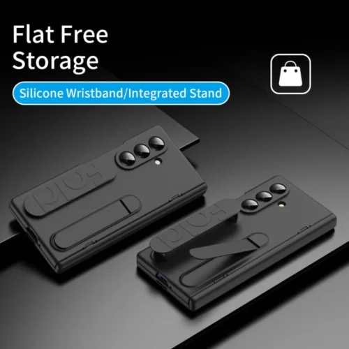 Samsung Galaxy Z Fold 7 Silicone Strap Case with Stand | Hinge & Front Glass Protection