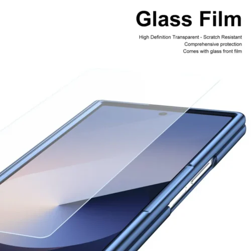 Samsung Galaxy Z Fold 7 Leather Case with Built-in Stylus Holder & Front Glass Protection