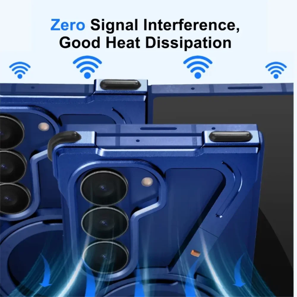 Samsung Galaxy Z Fold 7 Metal Case with Frameless Z Aluminium Alloy | Rotating Stand & MagSafe Compatible