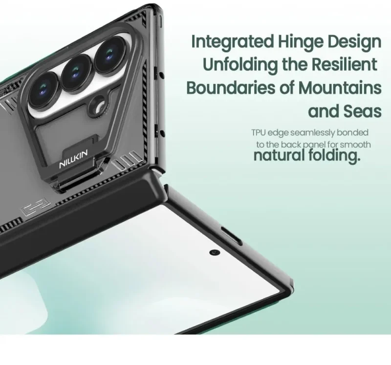 Nillkin Iceblade Camprop Case for Samsung Galaxy Z Fold 7 | Airbag Corners & Stand Black Shockproof Armor