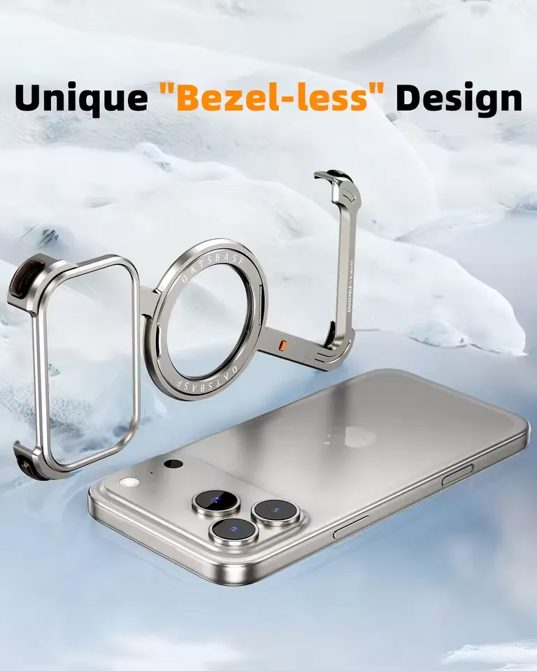 Z Metal Bumper Case for iPhone 17 Series with Rotating Ring Stand & Magsafe Compatible