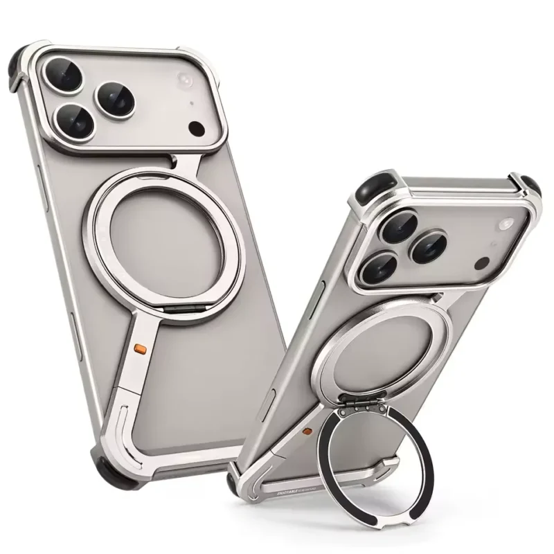 Z-Shape Metal Bumper Case with Stand for iPhone 17 Pro & iPhone 17 Pro Max Z-Shape Metal Bumper Case with Stand for iPhone 17 Pro & iPhone 17 Pro Max