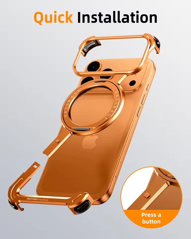 Z-Shape Metal Bumper Case with Stand for iPhone 17 Pro & iPhone 17 Pro Max