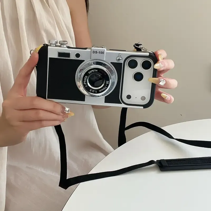 Retro Camera Style Case for iPhone 17 Series with Adjustable Strap | Vintage Camera Design Protective Cover