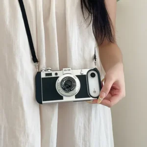 Retro Camera Style Case for iPhone 17 Series with Adjustable Strap | Vintage Camera Design Protective Cover