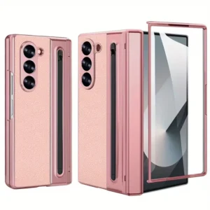 Samsung Galaxy Z Fold 6 Leather Case with S-Pen | Premium Protective Flip Cover with Front Glass Protection
