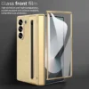 Samsung Galaxy Z Fold 6 Leather Case with S-Pen | Premium Protective Flip Cover with Front Glass Protection