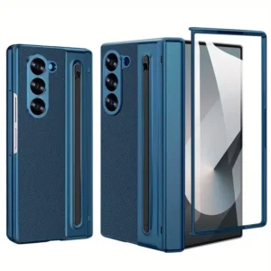 Samsung Galaxy Z Fold 6 Leather Case with S-Pen | Premium Protective Flip Cover with Front Glass Protection