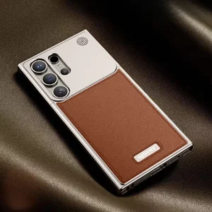 S24 Ultra Metallic AeroFlex Aluminum Leather Case with Aroma Perfume & MagSafe Compatible