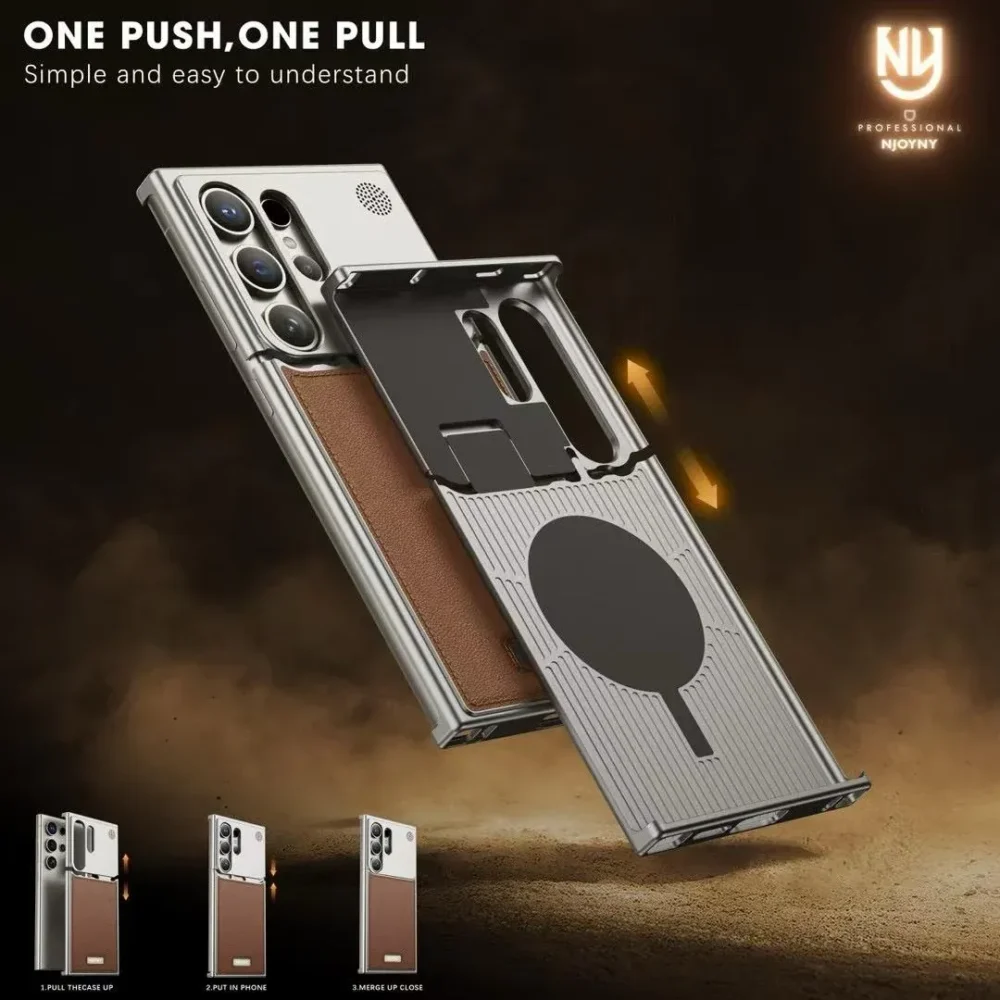 S24 Ultra Metallic AeroFlex Aluminum Leather Case with Aroma Perfume & MagSafe Compatible