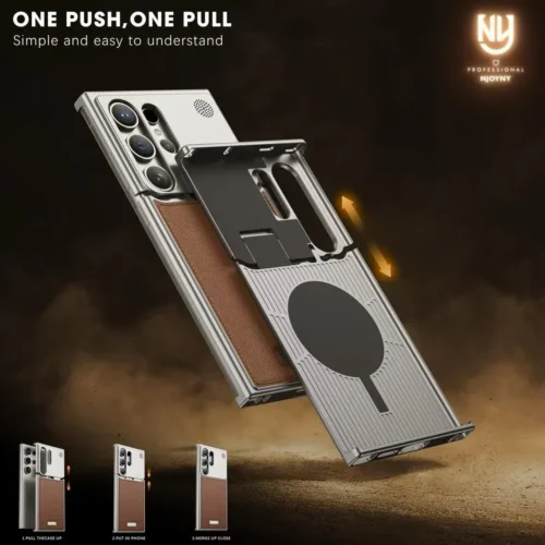 S24 Ultra Metallic AeroFlex Aluminum Leather Case with Aroma Perfume & MagSafe Compatible