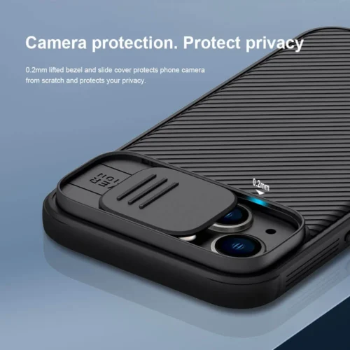Nillkin CamShield Pro Black Case for iPhone 14 & iPhone 15 with Sliding Camera Protection