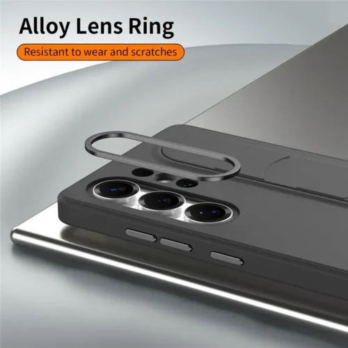 Samsung Galaxy S25 Ultra Standing Grip Case with Smart Shortcut Key Control, Wristband Kickstand, Shockproof PC+Silicone Cover, NFC Quick Access Buttons, Alloy Lens Protection – Anti-Slip Slim Design