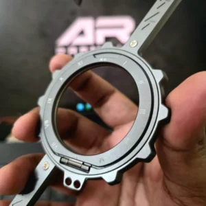 S25 Ultra Z Shape Metal Alloy Case with Rotating Clock Stand | Shockproof Cover | Dark Grey S25 Ultra Z Shape Metal Alloy Case with Rotating Clock Stand | Shockproof Cover | Dark Grey