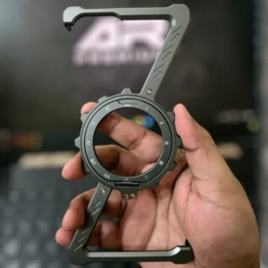 S25 Ultra Z Shape Metal Alloy Case with Rotating Clock Stand | Shockproof Cover | Dark Grey S25 Ultra Z Shape Metal Alloy Case with Rotating Clock Stand | Shockproof Cover | Dark Grey