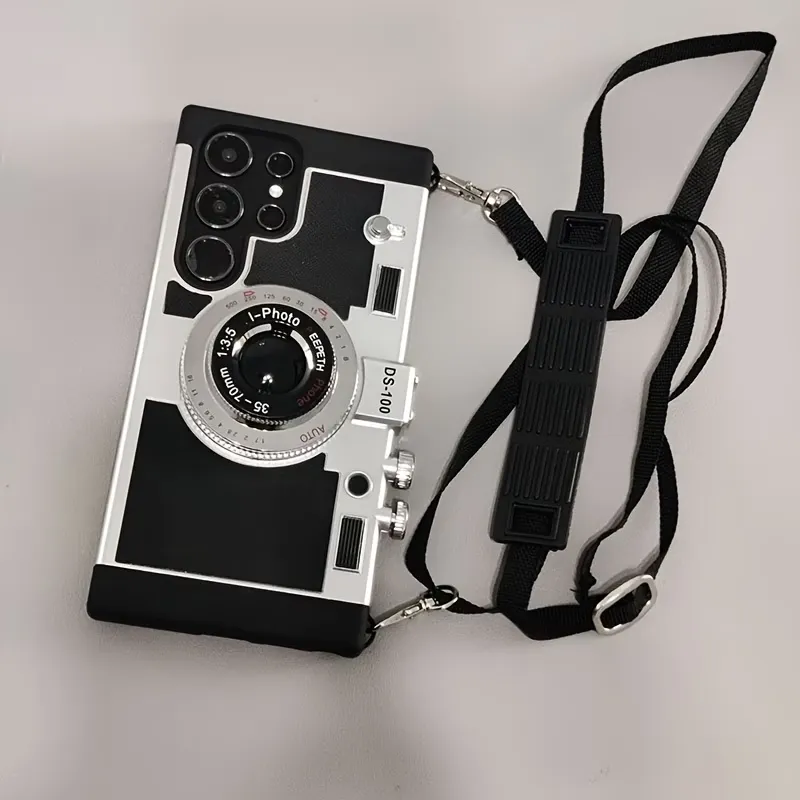 Samsung Galaxy S24 Ultra Emily in Paris Vintage Retro Camera Case with Detachable Lanyard – Black Silver Samsung Galaxy S24 Ultra Emily in Paris Vintage Retro Camera Case with Detachable Lanyard – Black Silver