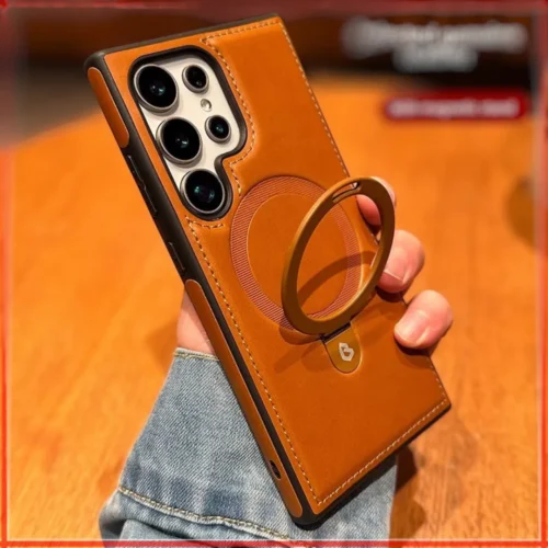 Samsung Galaxy S26 Ultra Leather Case with MagSafe Magnetic Stand