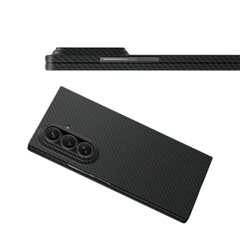 Samsung Galaxy Z Fold 7 Carbon Fiber Kevlar Case 0.6mm Ultra Thin Slim Cover – Black