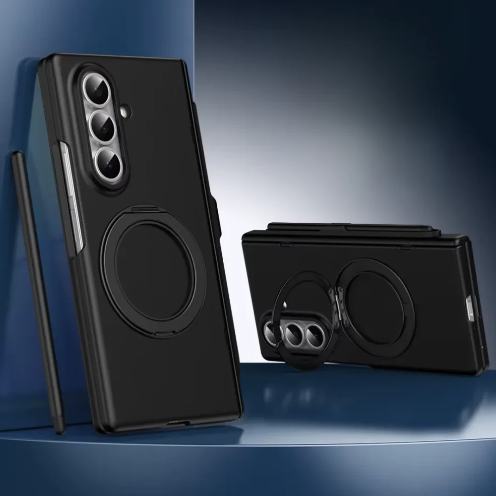 Samsung Galaxy Z Fold 7 Thunderbolt Case with S Pen Holder + Tempered Glass + Rotating Kickstand