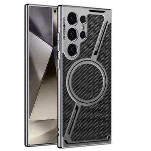 Samsung Galaxy S24 Ultra Carbon Fibre Ultra Hybrid Z Case with Magnetic Charging - Black Samsung Galaxy S24 Ultra Carbon Fibre Ultra Hybrid Z Case with Magnetic Charging - Black