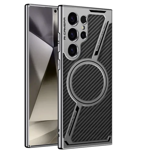 Samsung Galaxy S24 Ultra Carbon Fibre Ultra Hybrid Z Case with Magnetic Charging - Black Samsung Galaxy S24 Ultra Carbon Fibre Ultra Hybrid Z Case with Magnetic Charging - Black