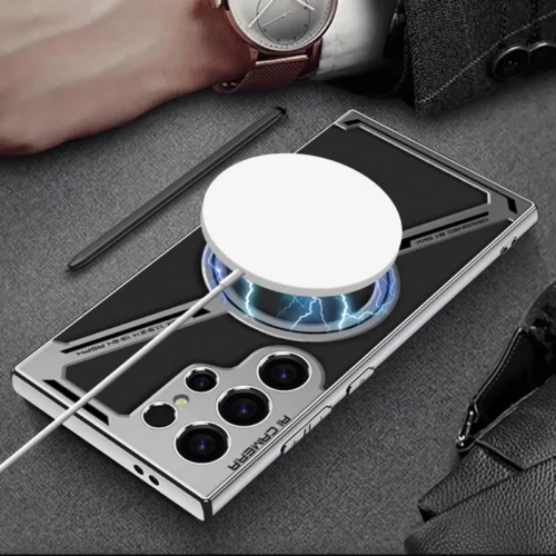 Samsung Galaxy S24 Ultra Carbon Fibre Ultra Hybrid Z Case with Magnetic Charging - Black