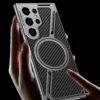 Samsung Galaxy S24 Ultra Carbon Fibre Ultra Hybrid Z Case with Magnetic Charging - Black