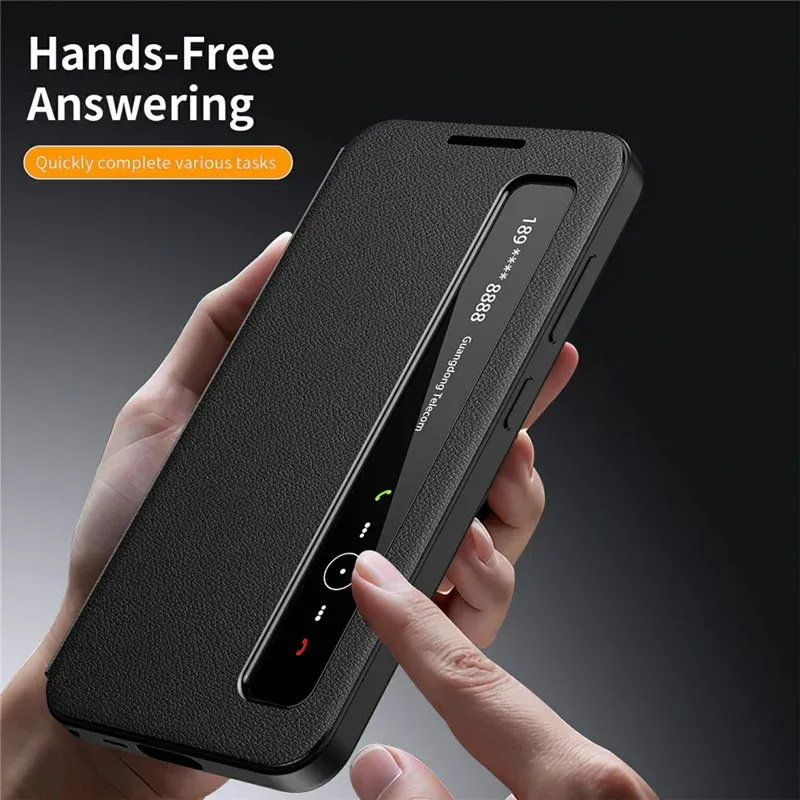 Samsung Galaxy S26 Ultra Smart View Window Leather Case Flip Cover – Black