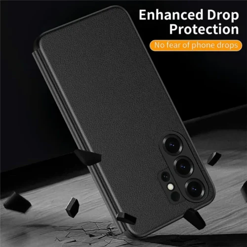 Samsung Galaxy S26 Ultra Smart View Window Leather Case Flip Cover – Black