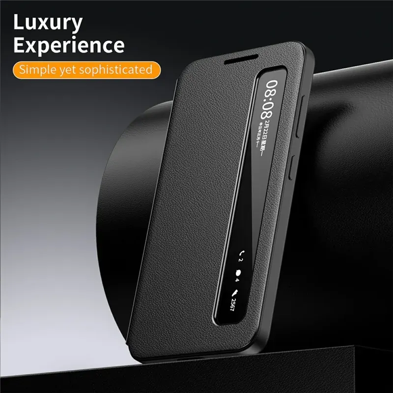 Samsung Galaxy S26 Ultra Smart View Window Leather Case Flip Cover – Black