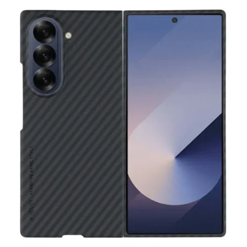 Samsung Galaxy Z Fold 6 Carbon Fiber Kevlar Case 0.6mm Ultra Thin Slim Cover – Black