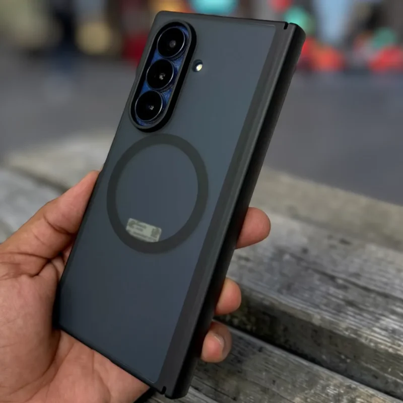 Samsung Galaxy Z Fold 7 MagSafe Cover Translucent Matte Finish Magnetic Wireless Charging Hard PC | Black & Grey