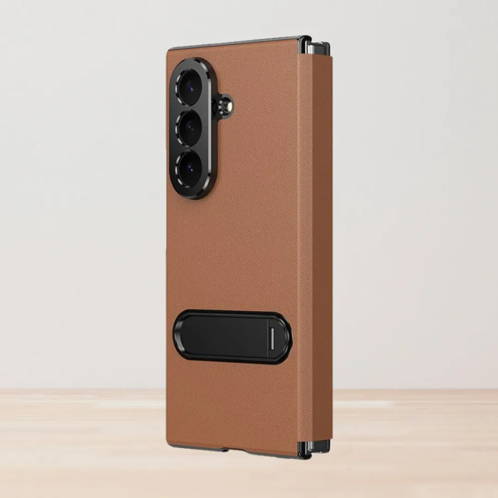 Samsung Galaxy Z Fold 7 Magnetic Leather Flip Case | Multiple Angle Bracket Stand & Hinge Protection Cover