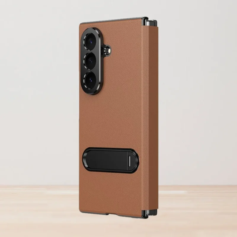 Samsung Galaxy Z Fold 7 Magnetic Leather Flip Case | Multiple Angle Bracket Stand & Hinge Protection Cover